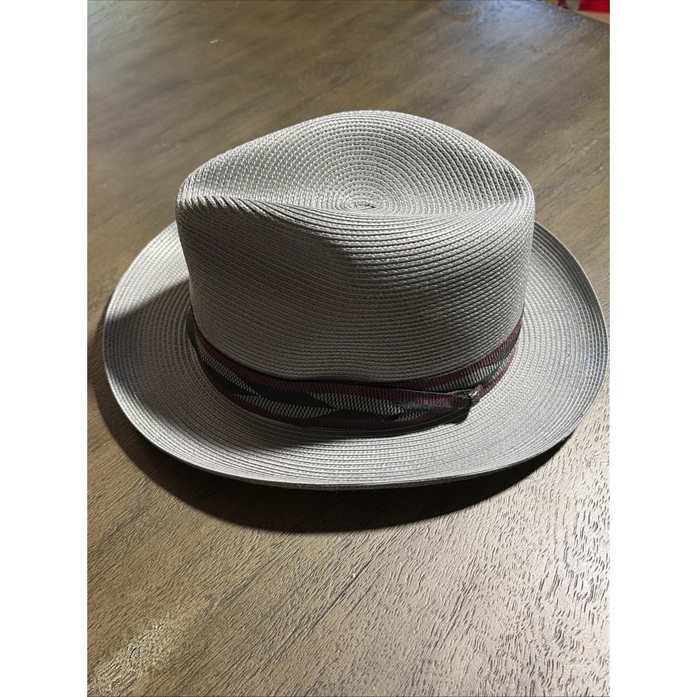 Vtg Dobbs New York Rogue Gray Straw Men's Fedora Hat Sz 7